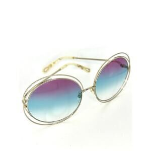 Chloe Carlina Oversized Round Sunglasses CE114S Rainbow Gradient Gold Frame RARE